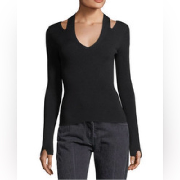 New! The Row Stretch Knit Slit V-Neck Sweater Size X-Small - Picture 3 of 12